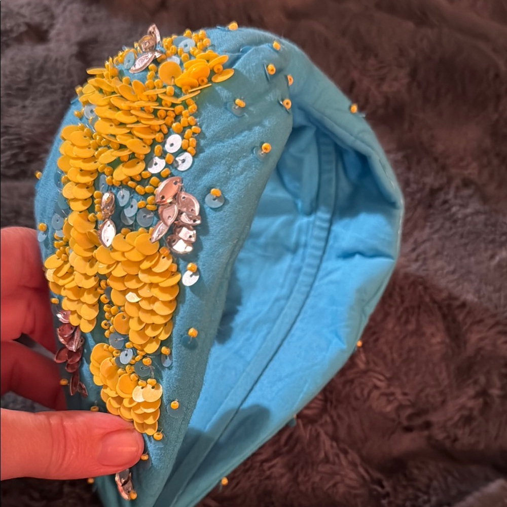 Embellished Blue and Yellow Headband